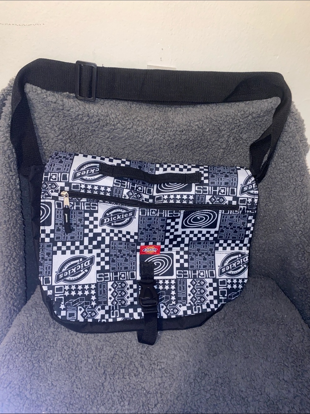 Dickies Black and White Graphic Pattern Messenger Bag